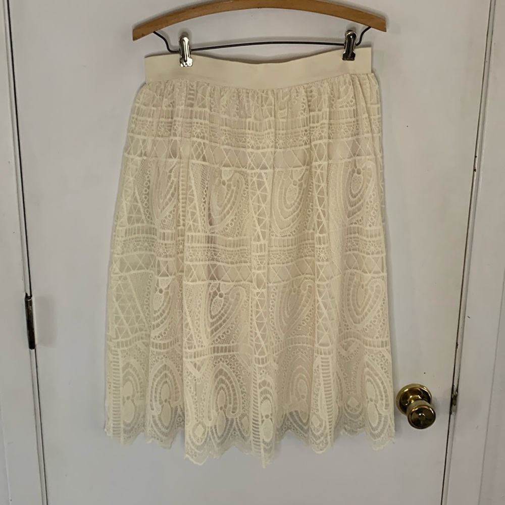 Miss Pinky cream length fully lined midi skirt Size Medium